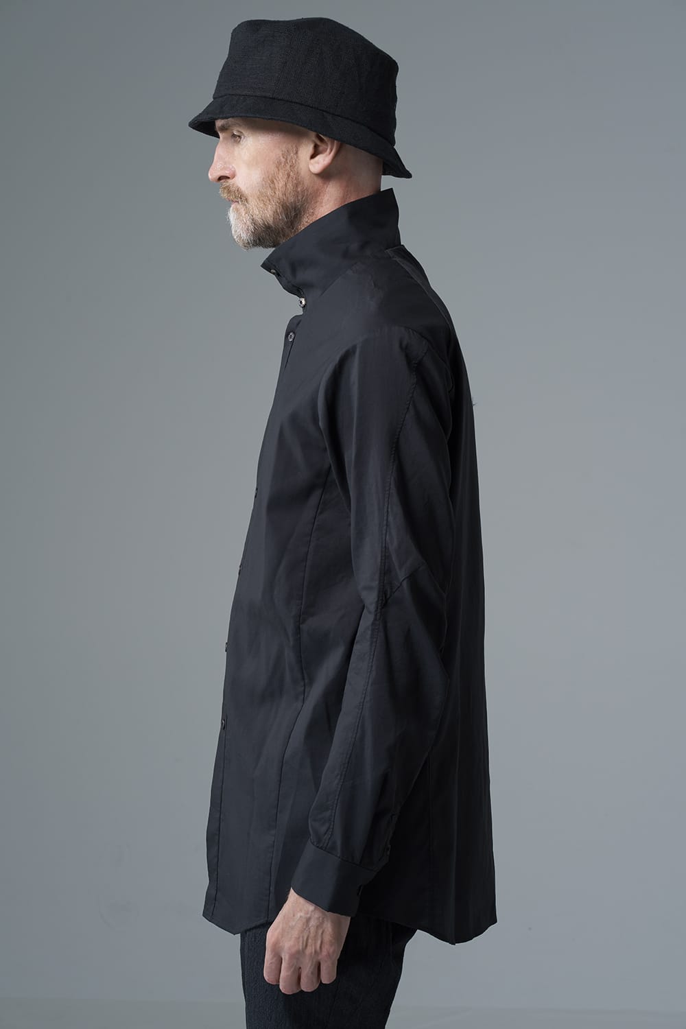 Hight neck shirt 200/2 cotton double weave  Black