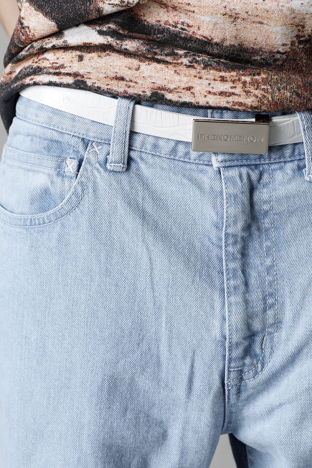 リバーシブル ナローベルト ホワイト × シルバー