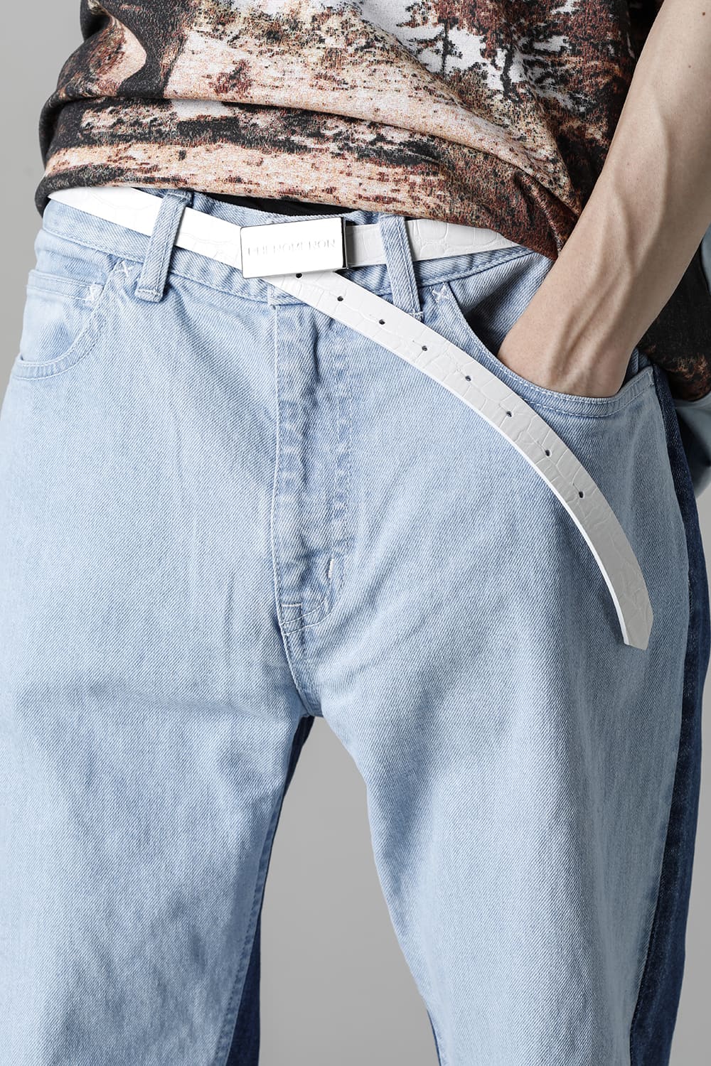 リバーシブル ナローベルト ホワイト × シルバー