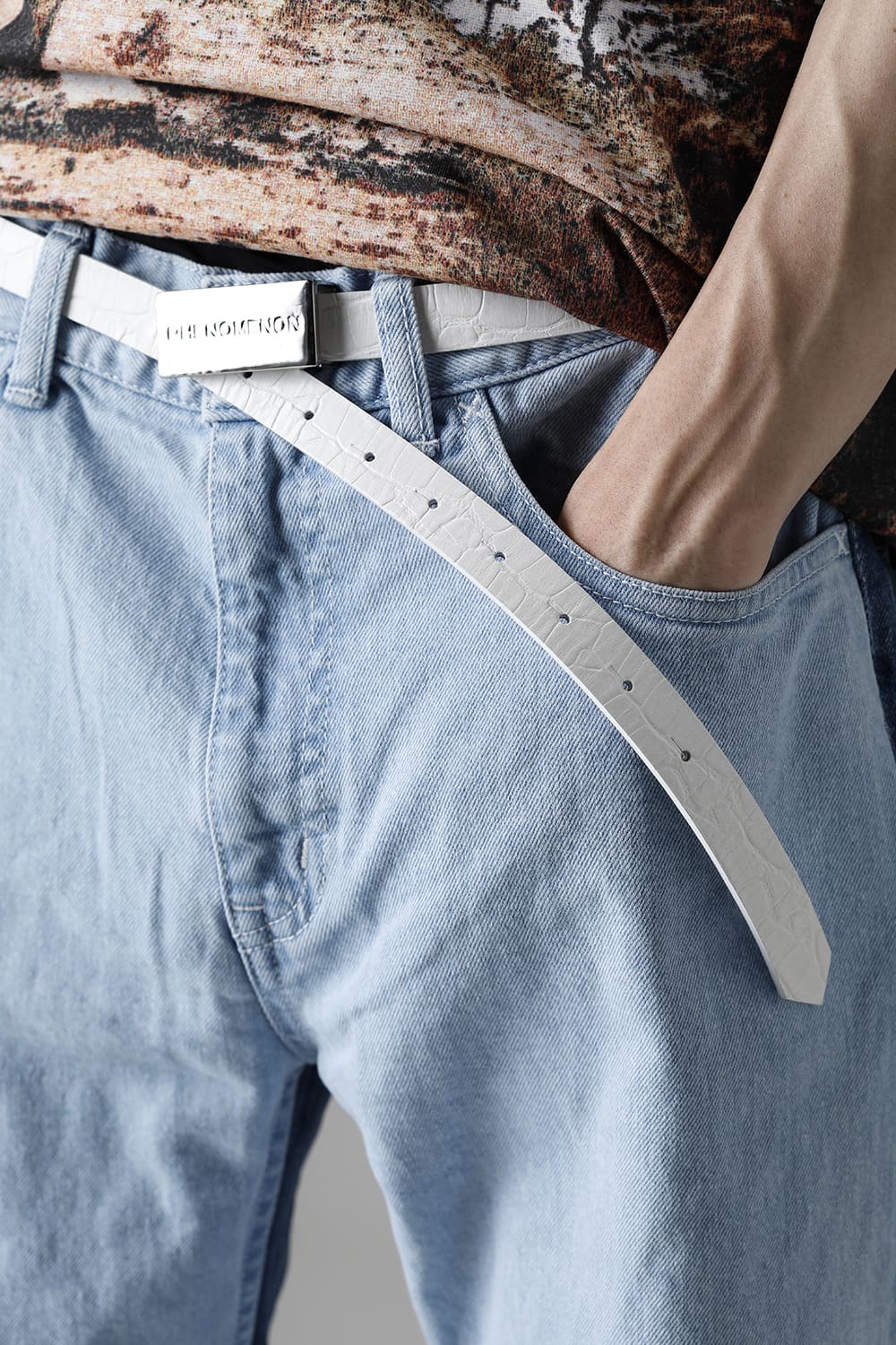 リバーシブル ナローベルト ホワイト × シルバー