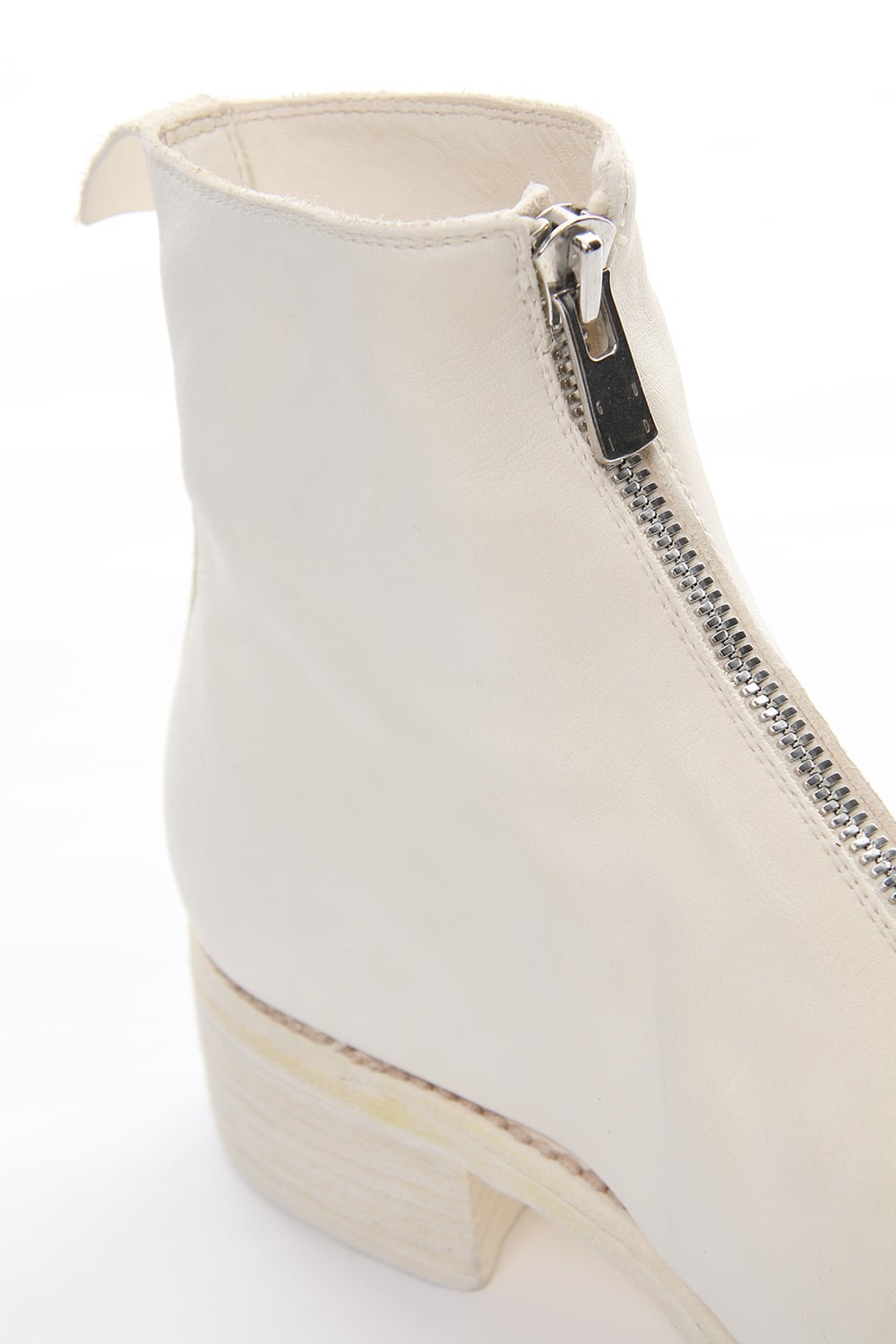 Front Zip Boots Double Sole - Horse Full Grain Leather White