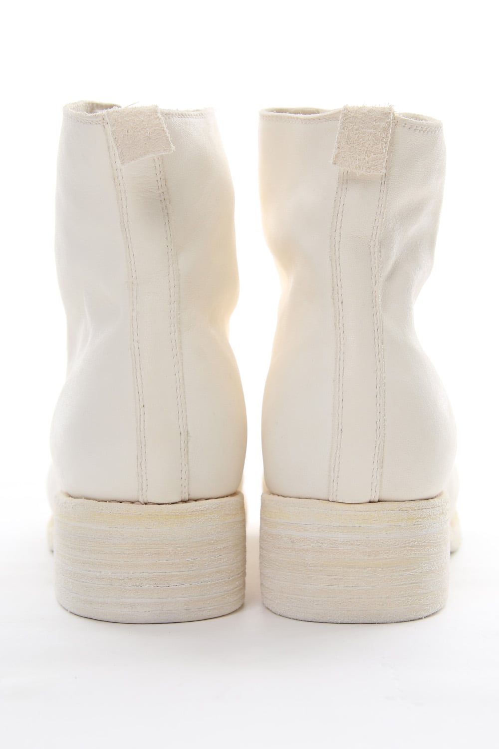 Front Zip Boots Double Sole - Horse Full Grain Leather White