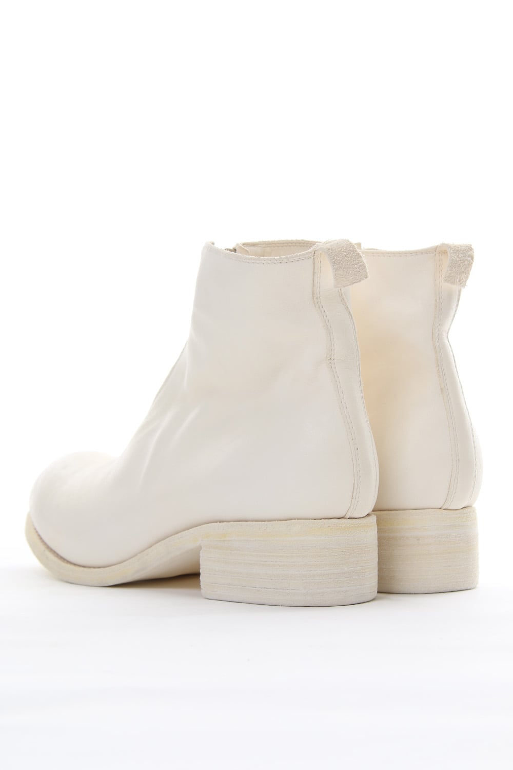 Front Zip Boots Double Sole - Horse Full Grain Leather White
