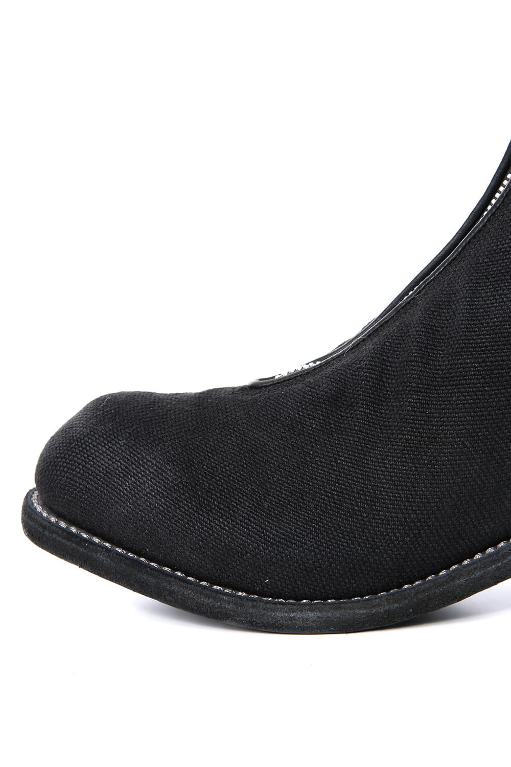 Front Zip Boots Double Sole - Linen - Black