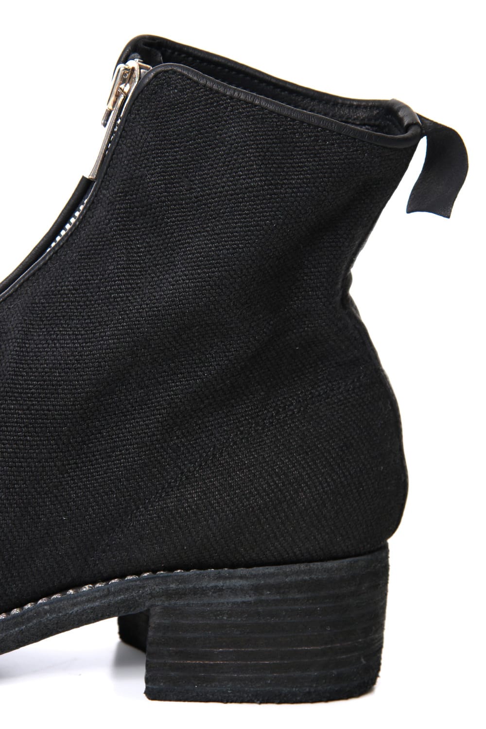 Front Zip Boots Double Sole - Linen - Black