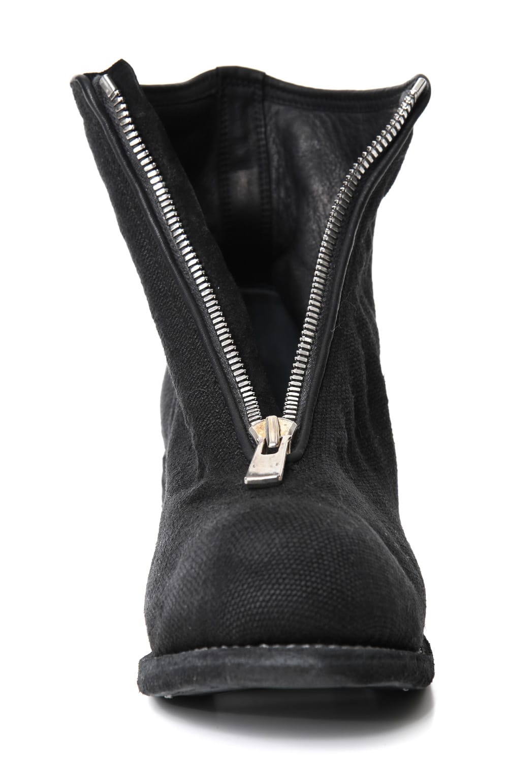 Front Zip Boots Double Sole - Linen - Black