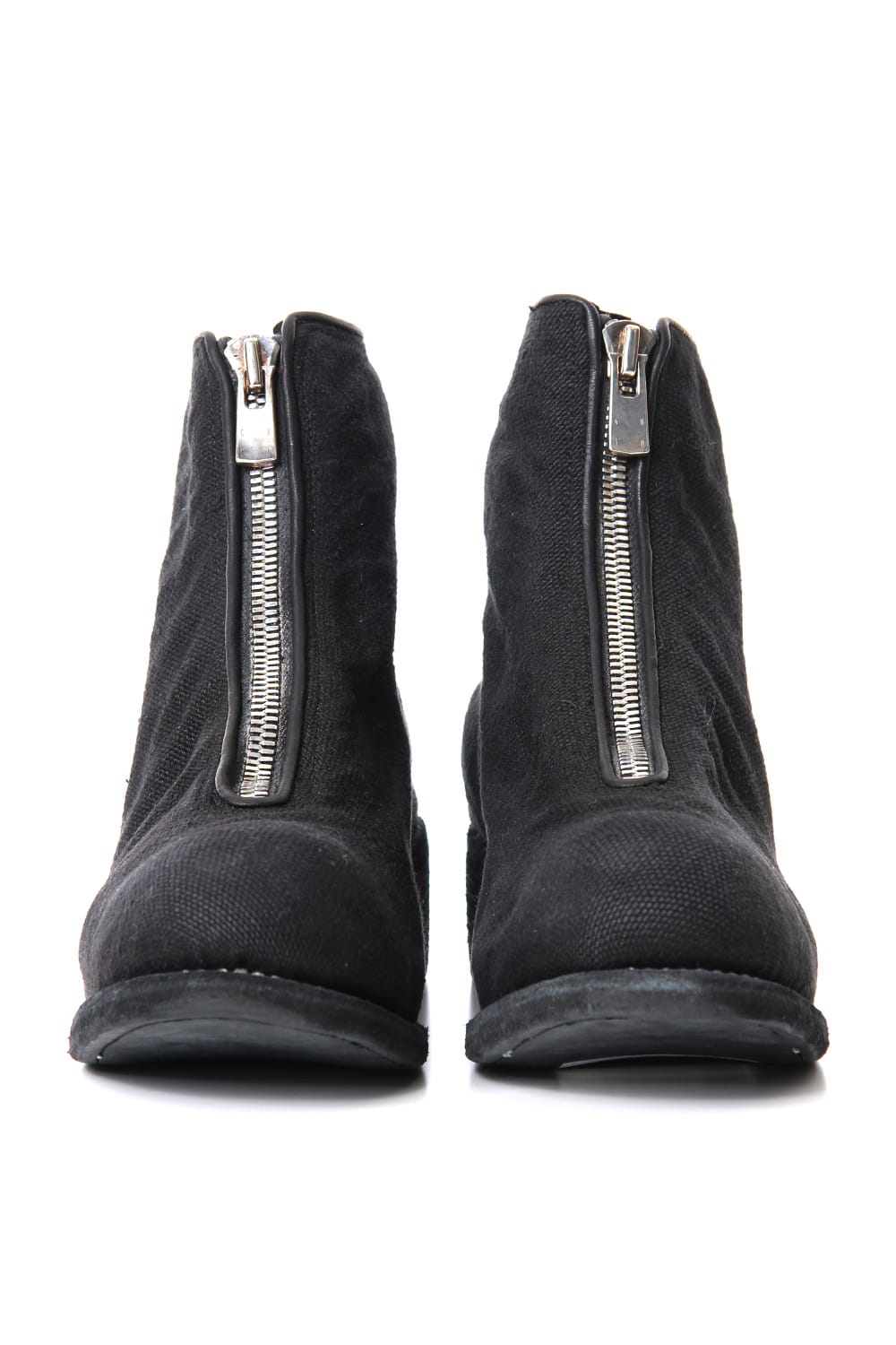 Front Zip Boots Double Sole - Linen - Black