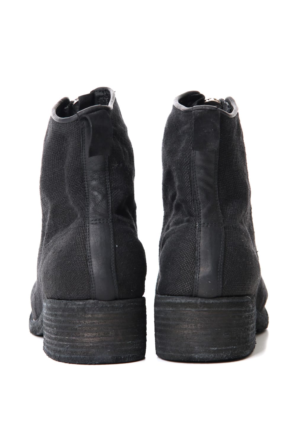Front Zip Boots Double Sole - Linen - Black