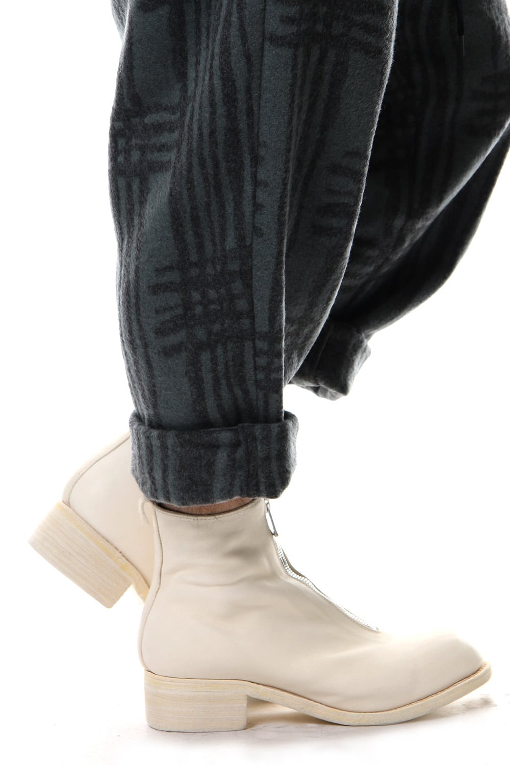 Front Zip Boots Double Sole - Horse Full Grain Leather White