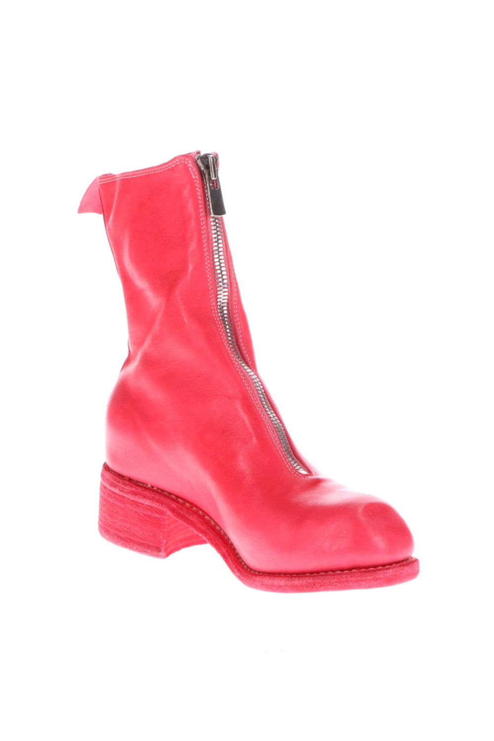 Women's Long Front Zip Boots - Horse Full Grain Leather  Pink