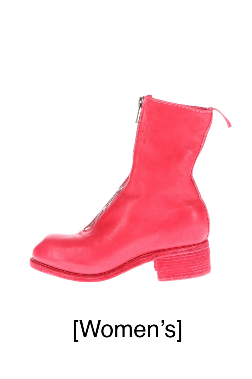 Women's Long Front Zip Boots - Horse Full Grain Leather  Pink