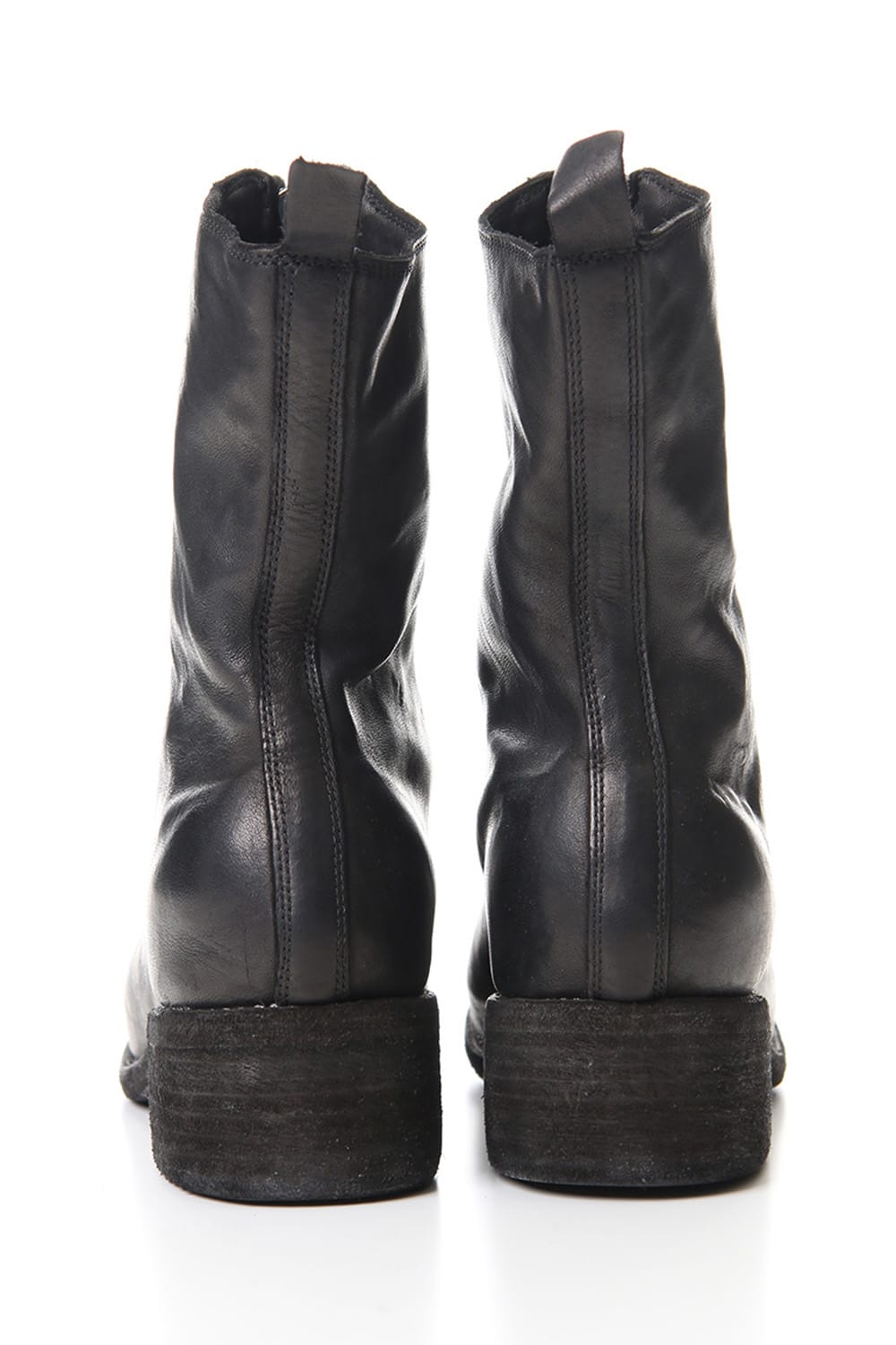 Women's Long Front Zip Boots - Horse Full Grain Leather  Black