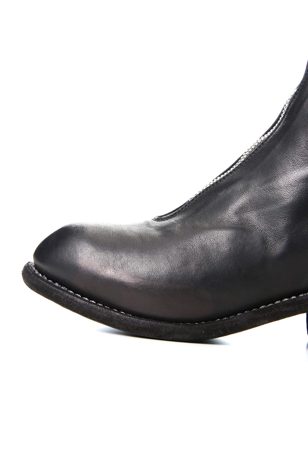 Women's Long Front Zip Boots - Horse Full Grain Leather  Black