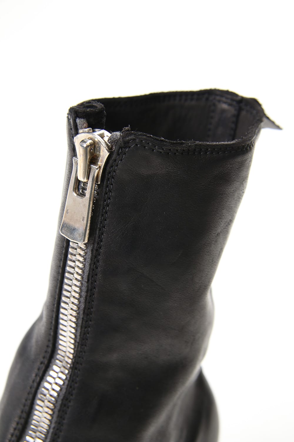 Women's Long Front Zip Boots - Horse Full Grain Leather  Black