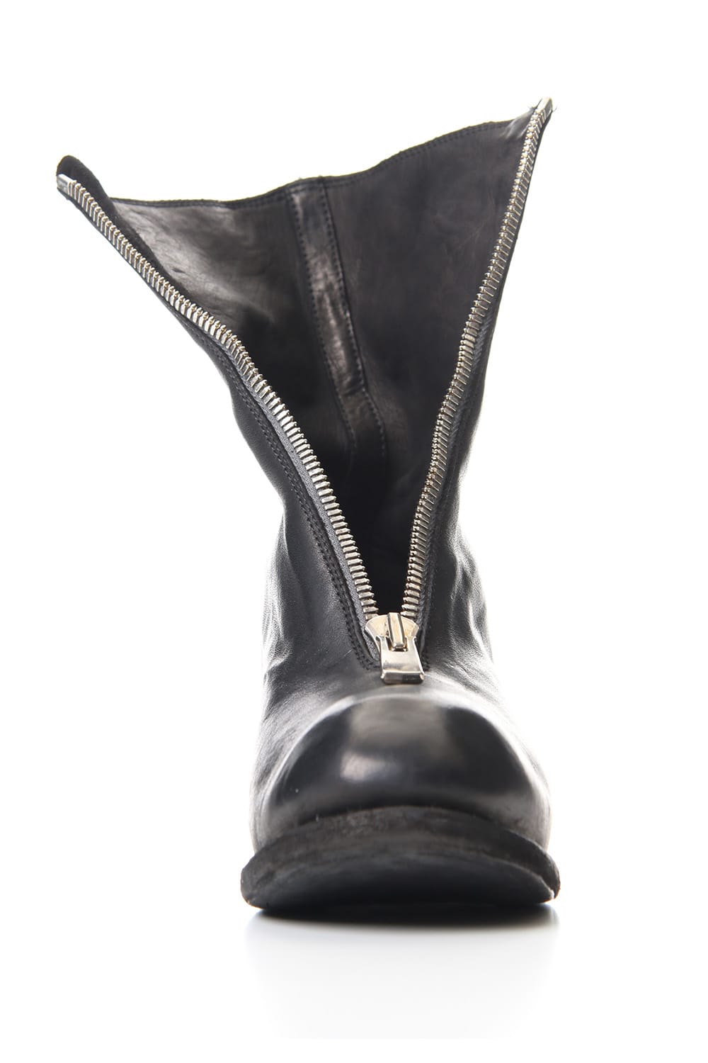 Women's Long Front Zip Boots - Horse Full Grain Leather  Black