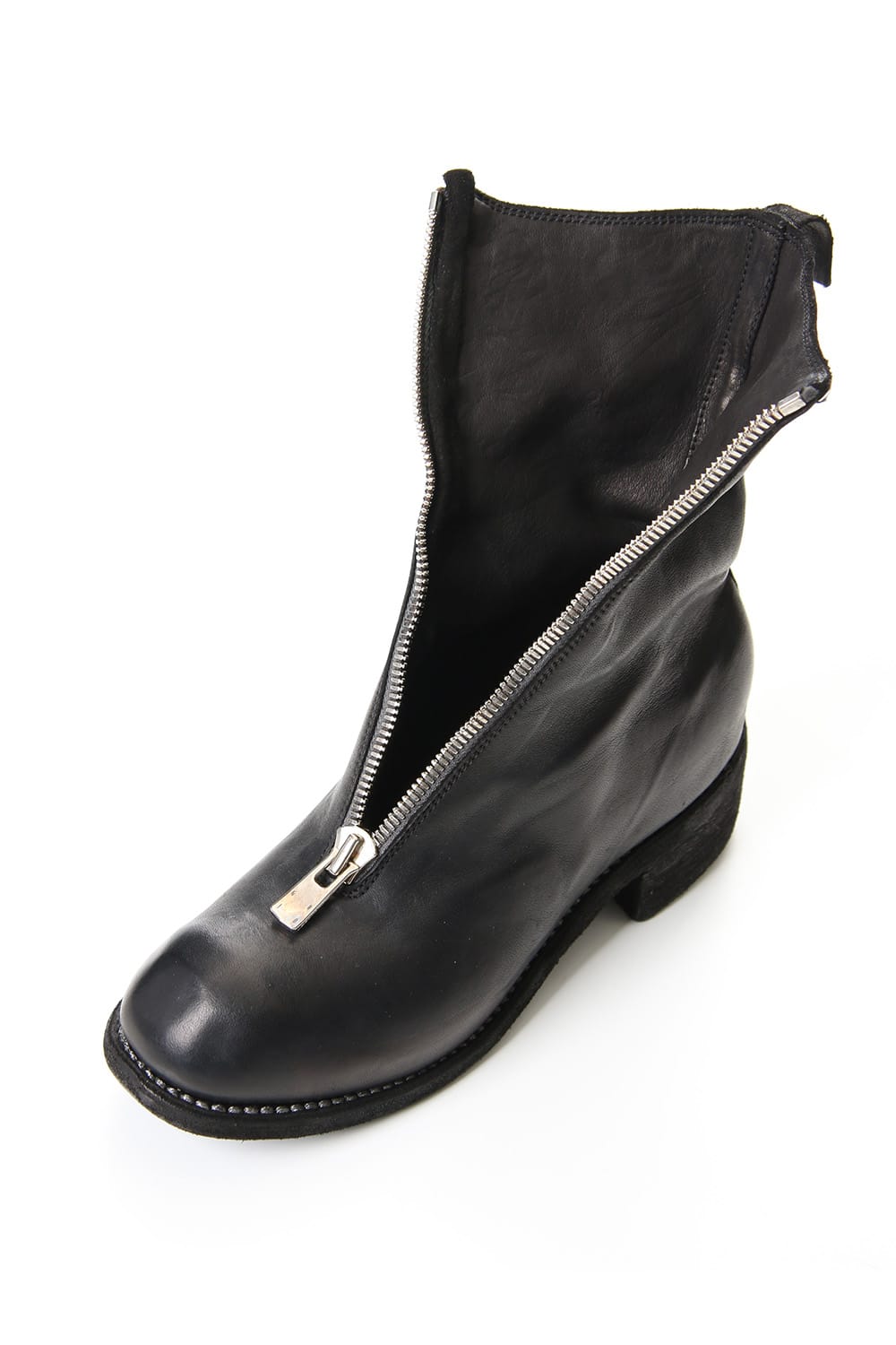 Women's Long Front Zip Boots - Horse Full Grain Leather  Black