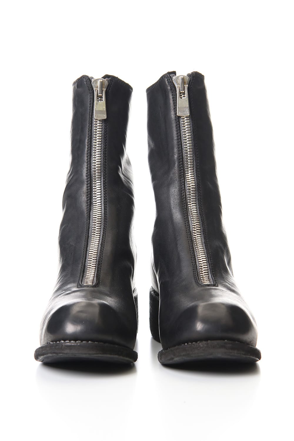 Women's Long Front Zip Boots - Horse Full Grain Leather  Black