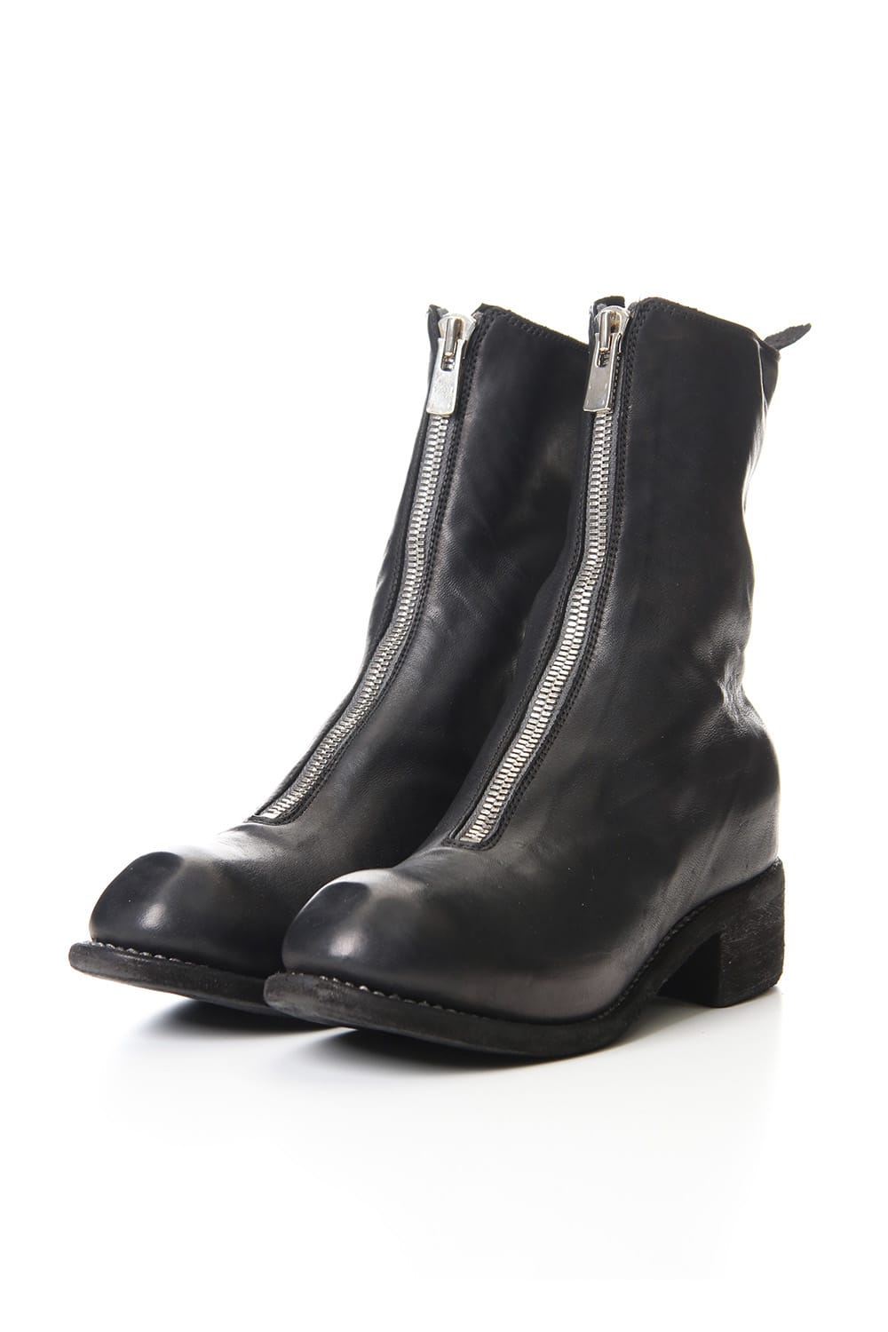 Women's Long Front Zip Boots - Horse Full Grain Leather  Black