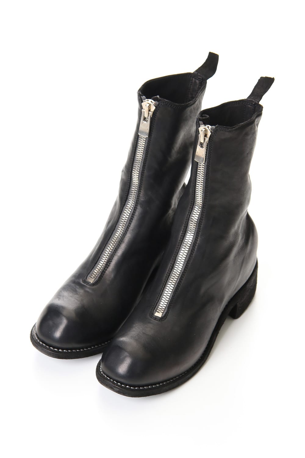 Women's Long Front Zip Boots - Horse Full Grain Leather  Black