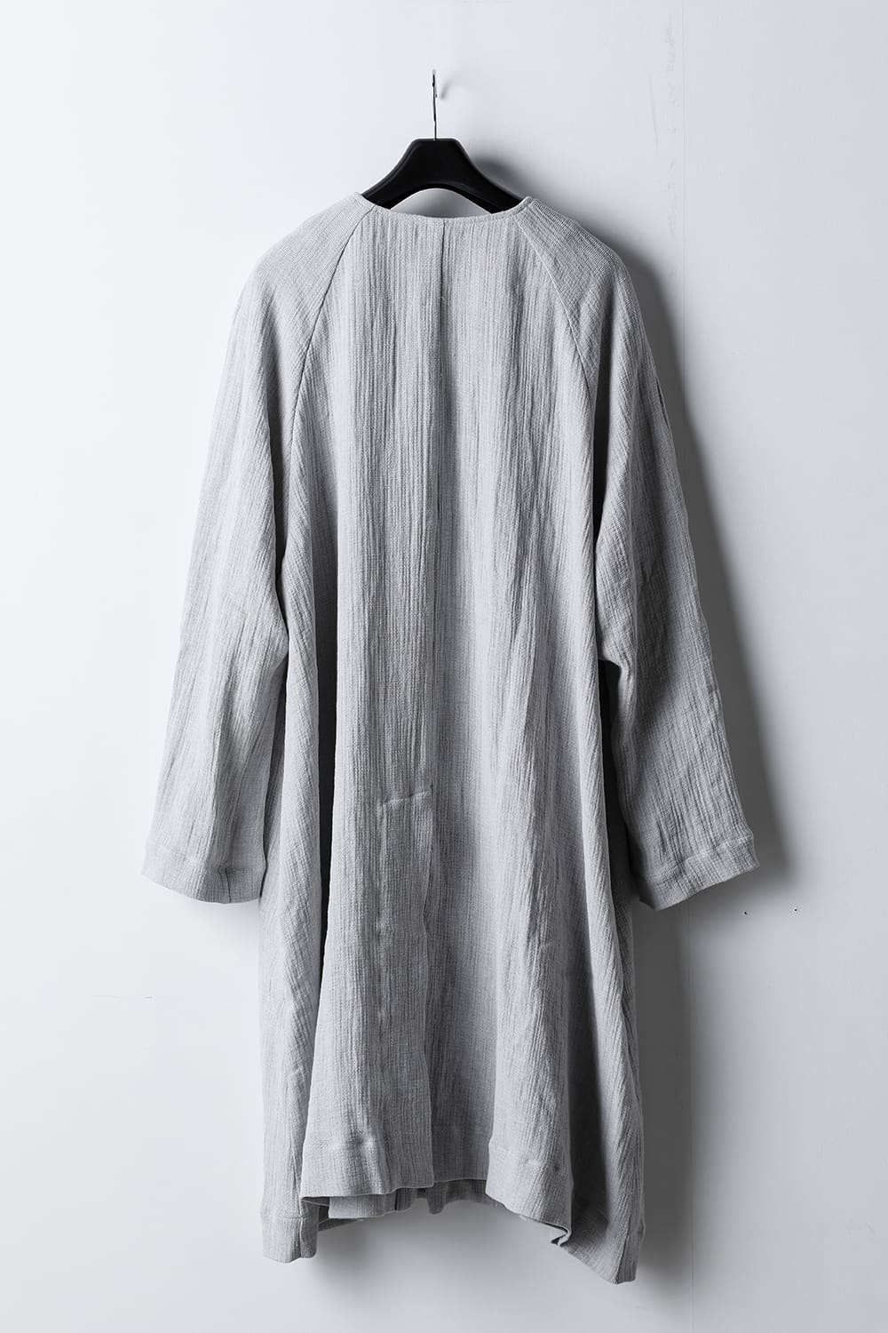 Collarless Coat Linen Gauze Beige