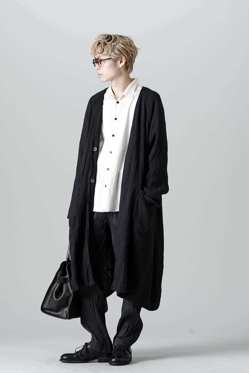 Collarless Coat Reversible Black/Black