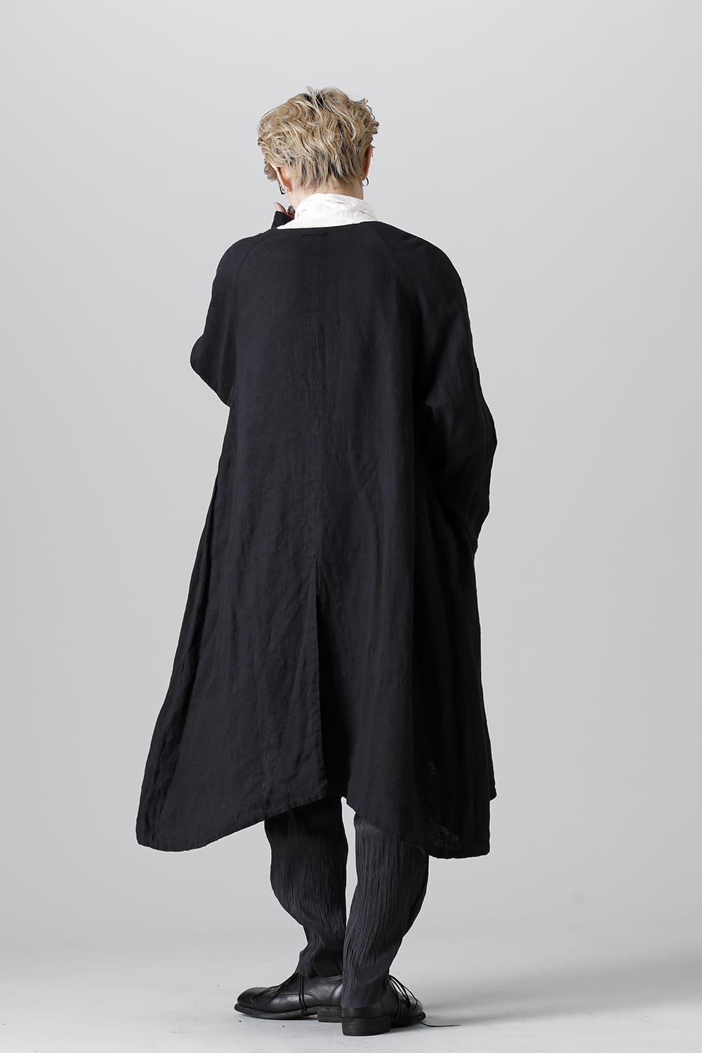 Collarless Coat Reversible Black/Black