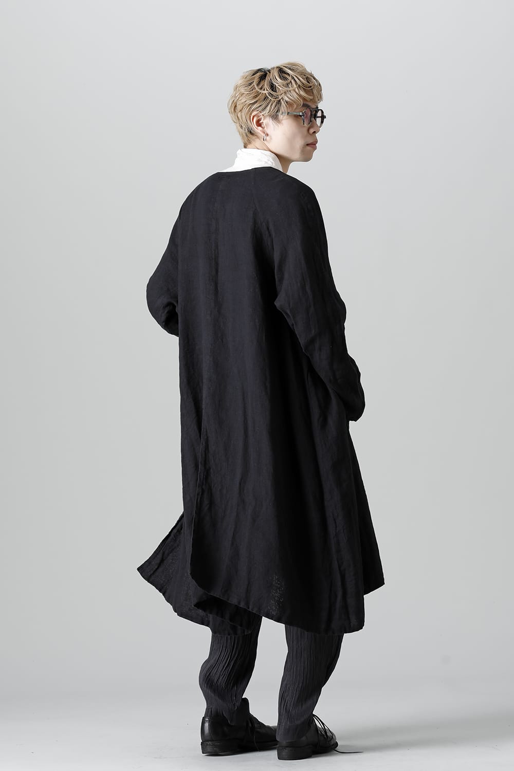 Collarless Coat Reversible Black/Black