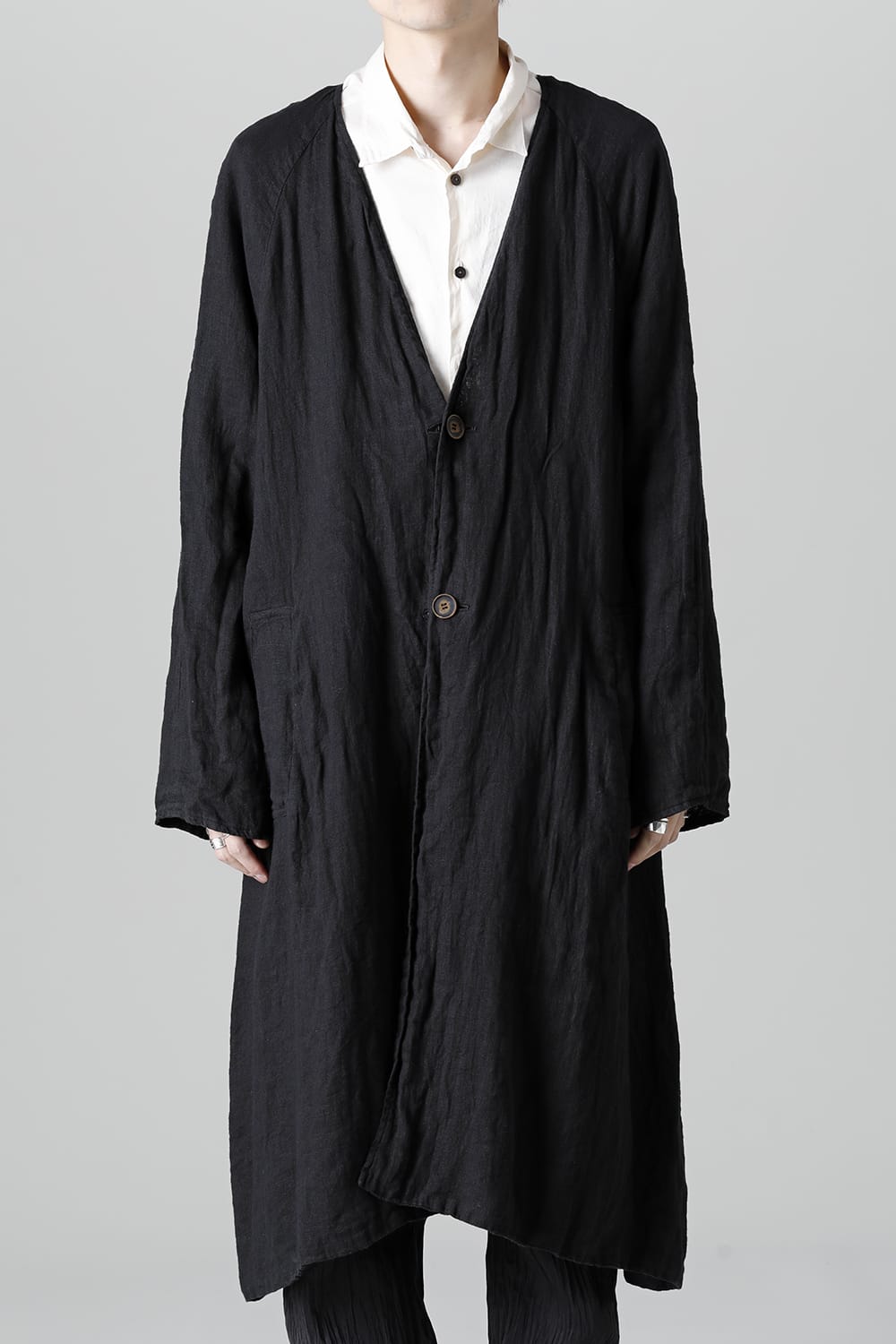 Collarless Coat Reversible Black/Black