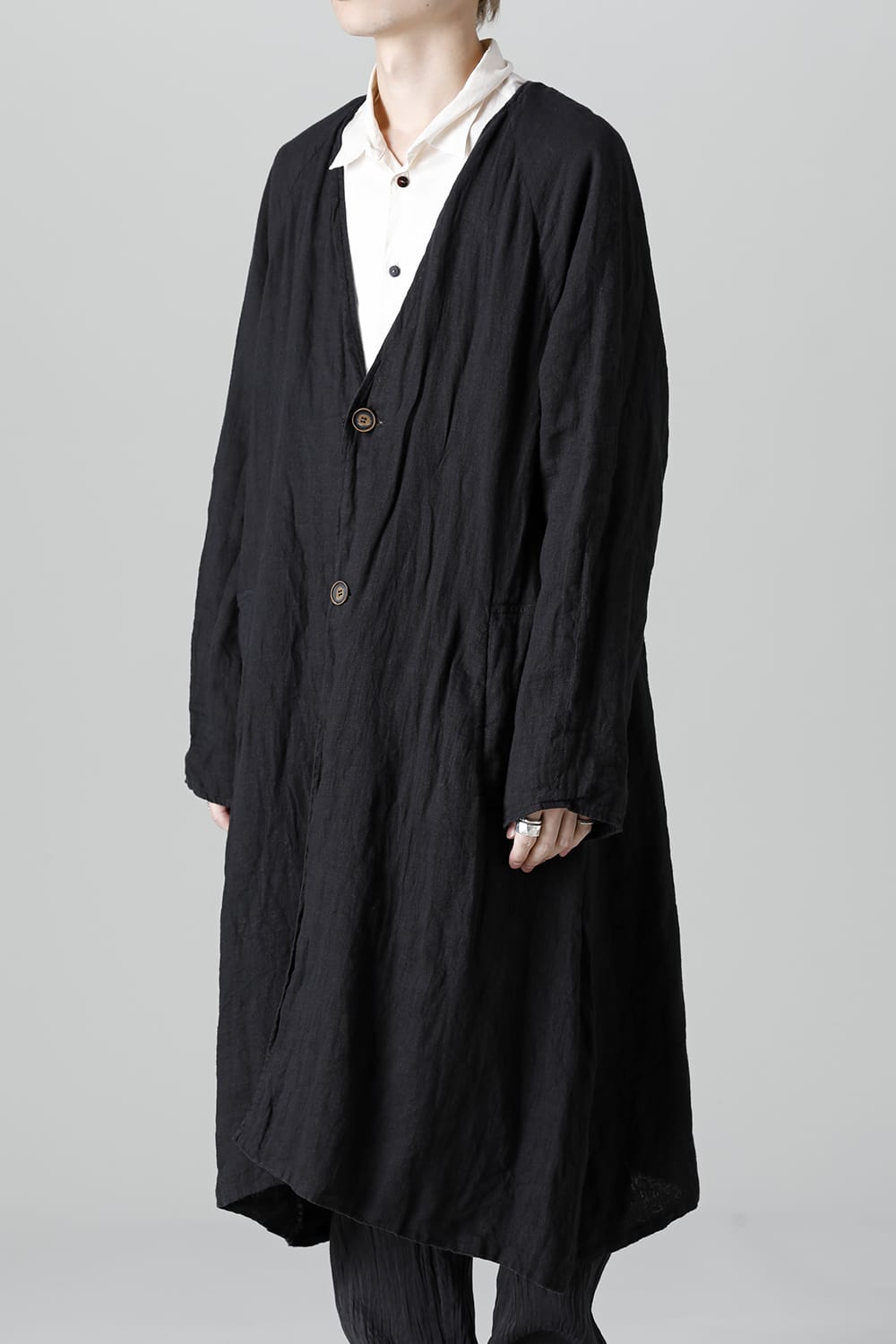 Collarless Coat Reversible Black/Black