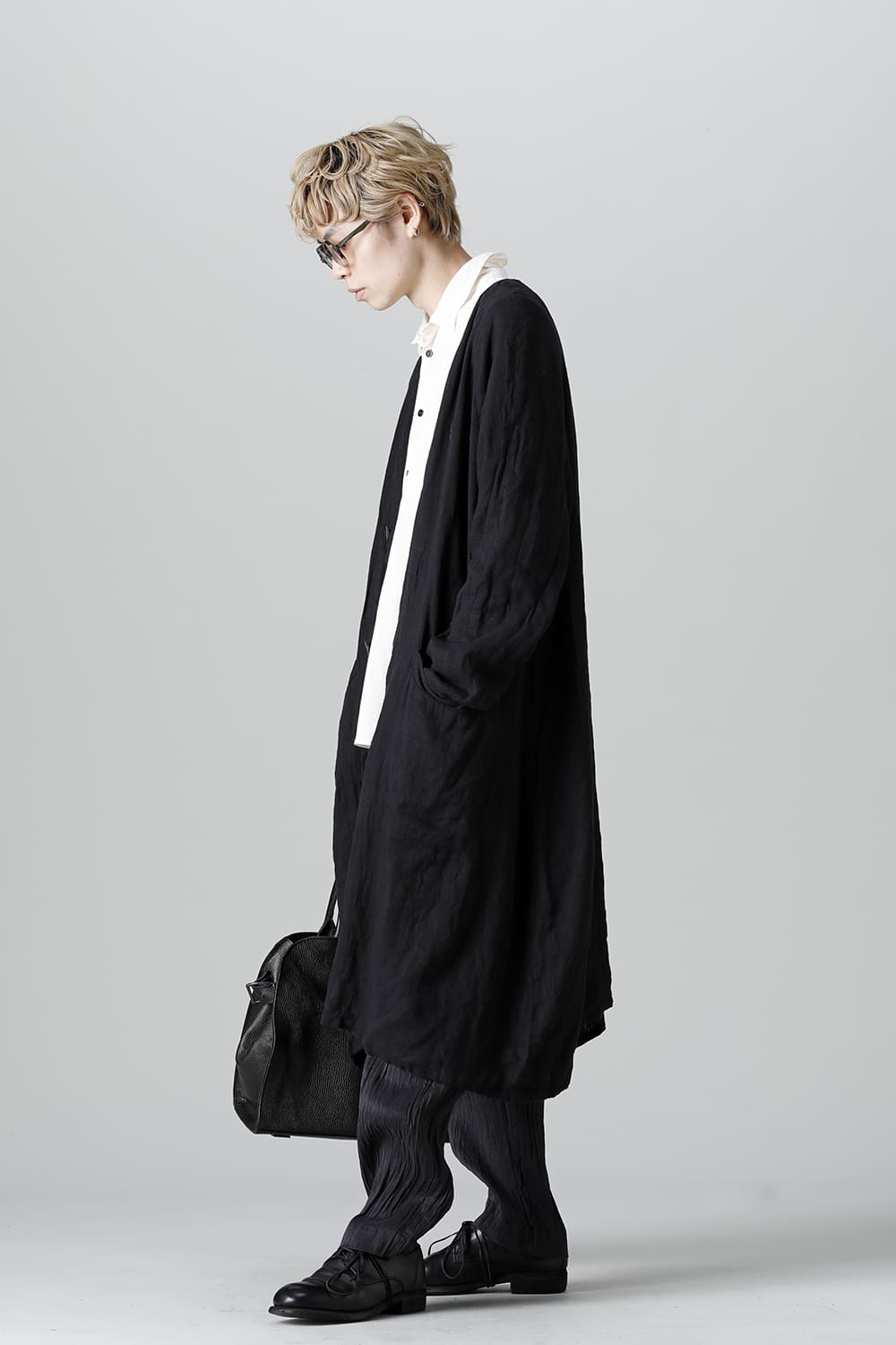 Collarless Coat Reversible Black/Black