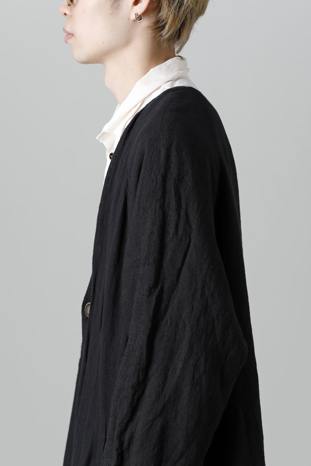 Collarless Coat Reversible Black/Black