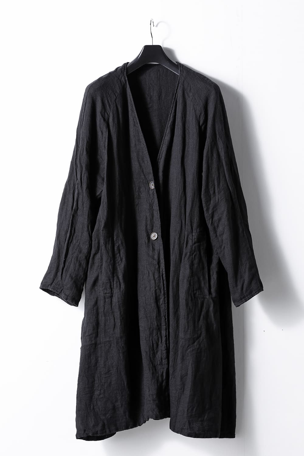 Collarless Coat Reversible Black/Black