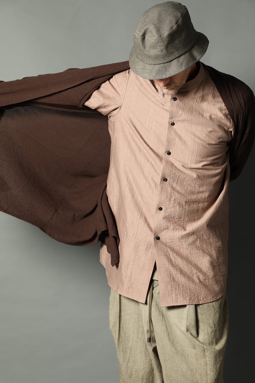 Shirt cotton / nylon Shadow jacquard  Pink Gray