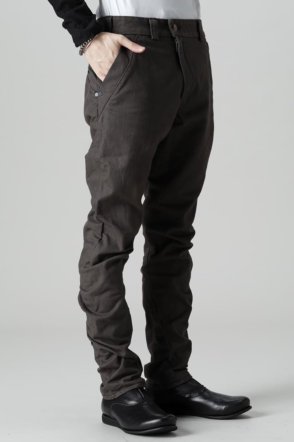 Slim pants Cavalry twill Garment wash Lava Stone