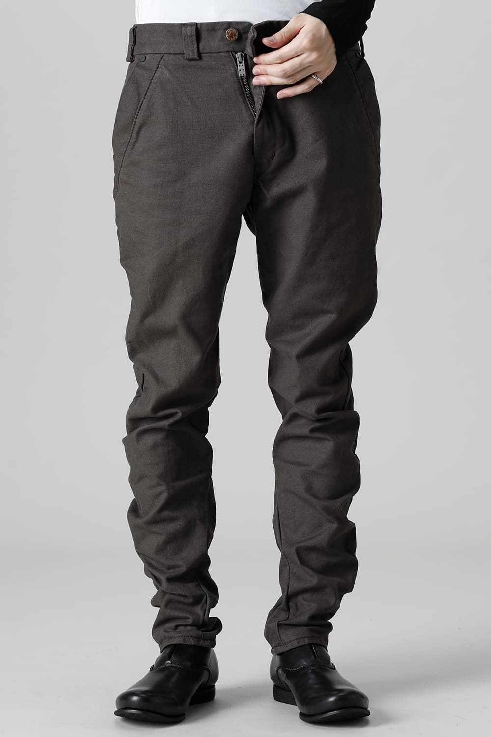 Slim pants Cavalry twill Garment wash Lava Stone