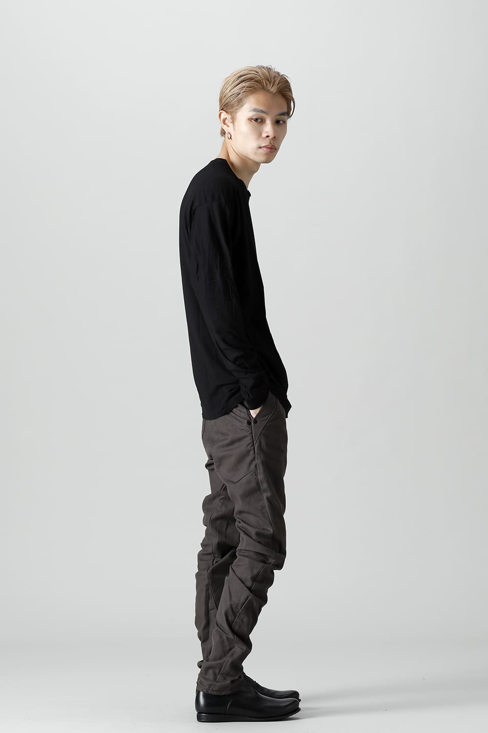 Slim pants Cavalry twill Garment wash Lava Stone