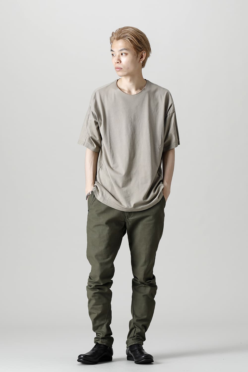 Slim pants Cavalry twill Garment wash Olive