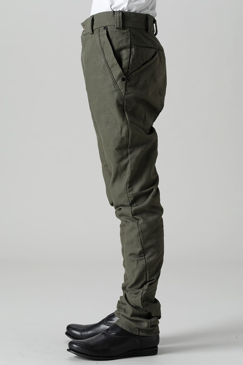 Slim pants Cavalry twill Garment wash Olive