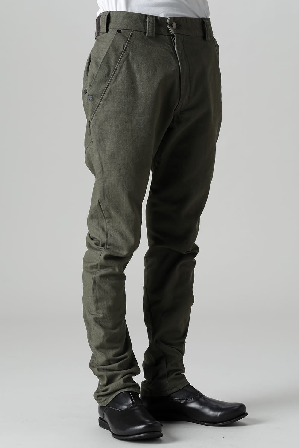 Slim pants Cavalry twill Garment wash Olive