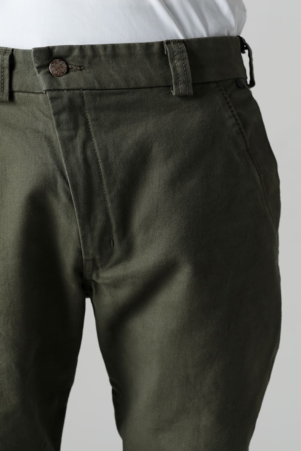 Slim pants Cavalry twill Garment wash Olive