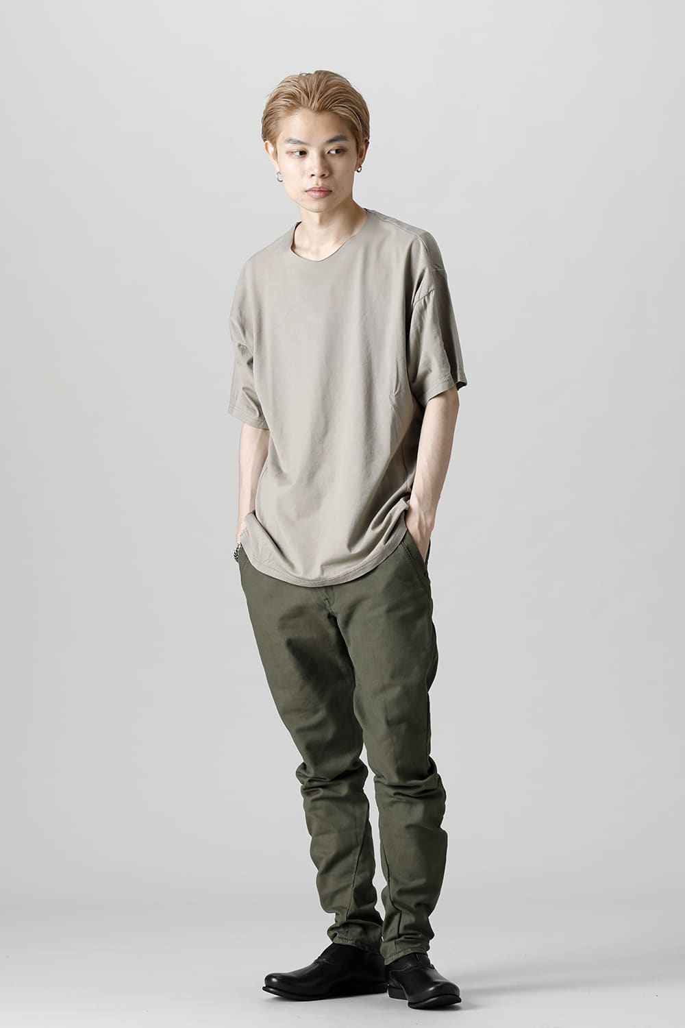 Slim pants Cavalry twill Garment wash Olive