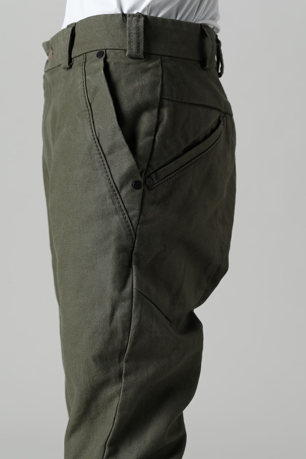 Slim pants Cavalry twill Garment wash Olive