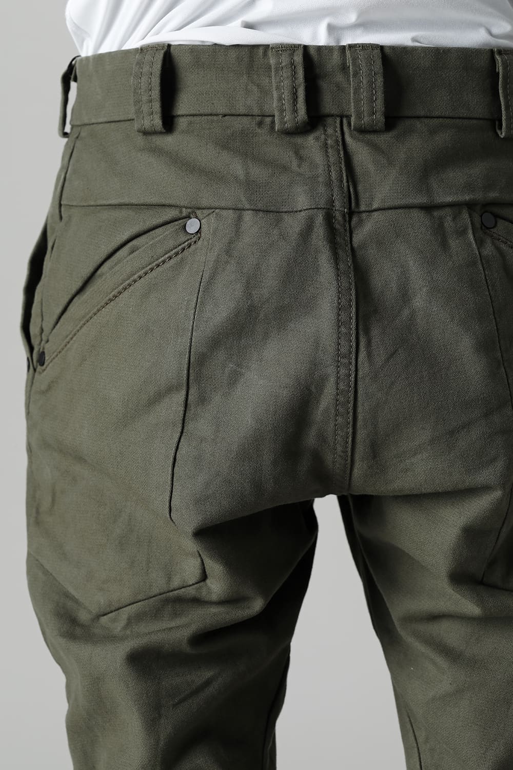 Slim pants Cavalry twill Garment wash Olive