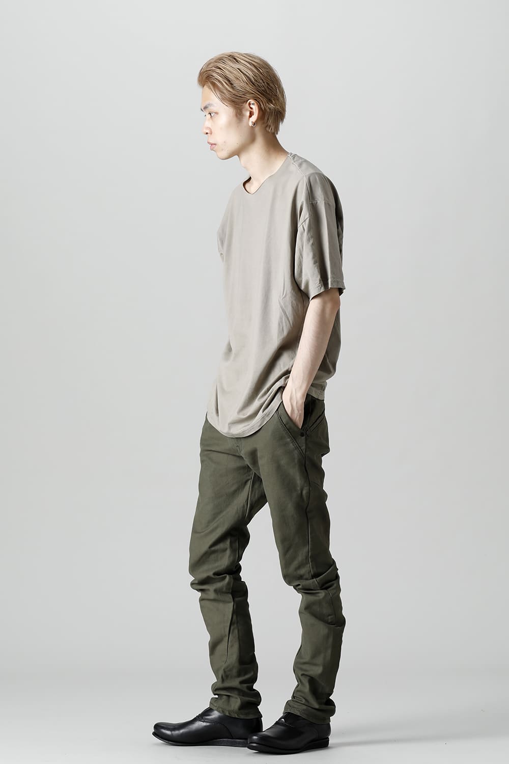 Slim pants Cavalry twill Garment wash Olive