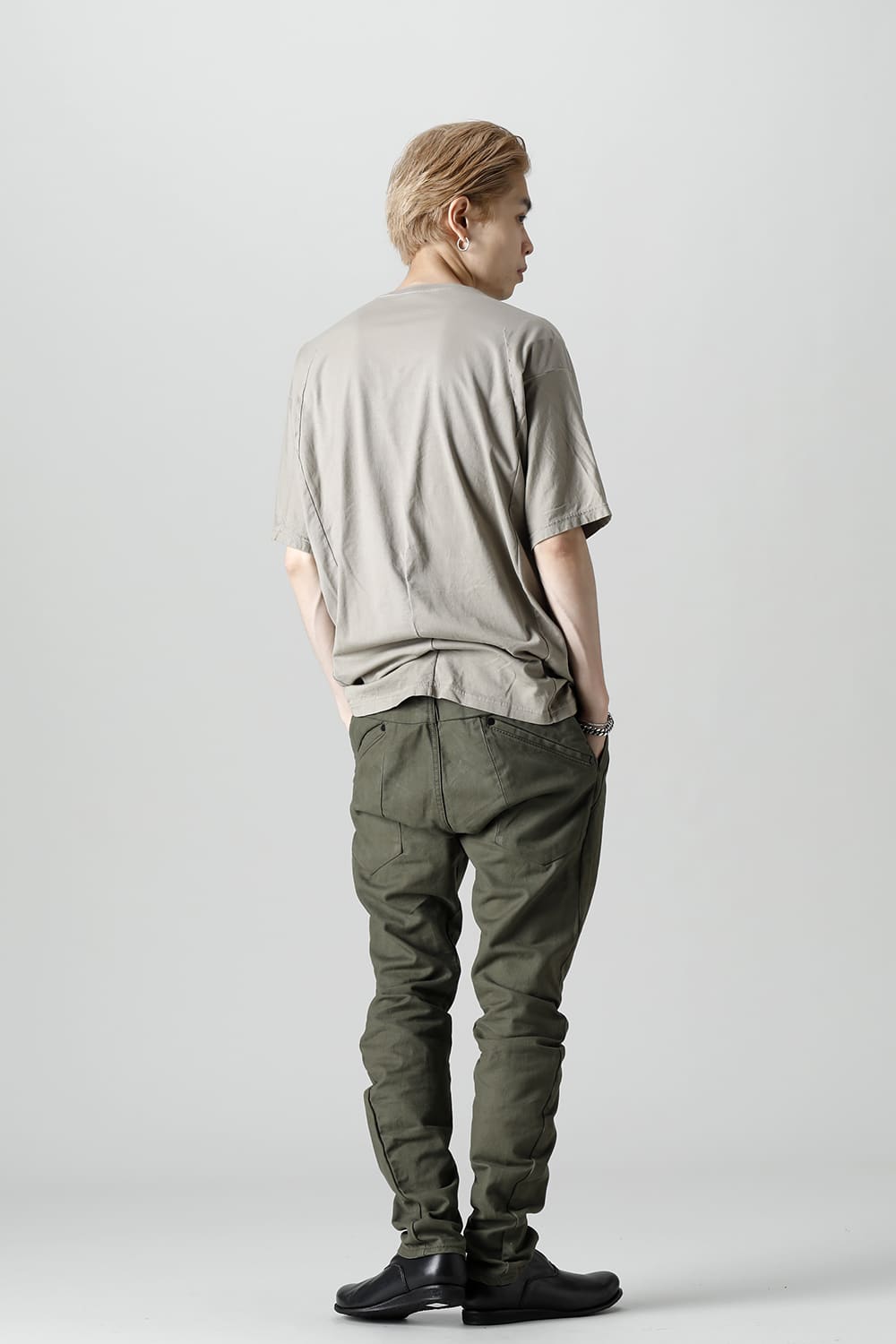 Slim pants Cavalry twill Garment wash Olive