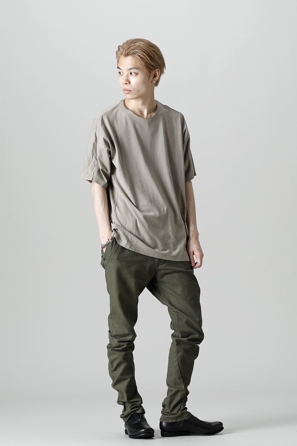 Slim pants Cavalry twill Garment wash Olive