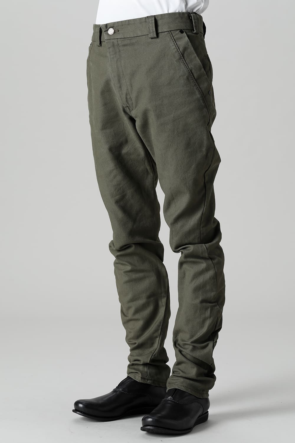 Slim pants Cavalry twill Garment wash Olive