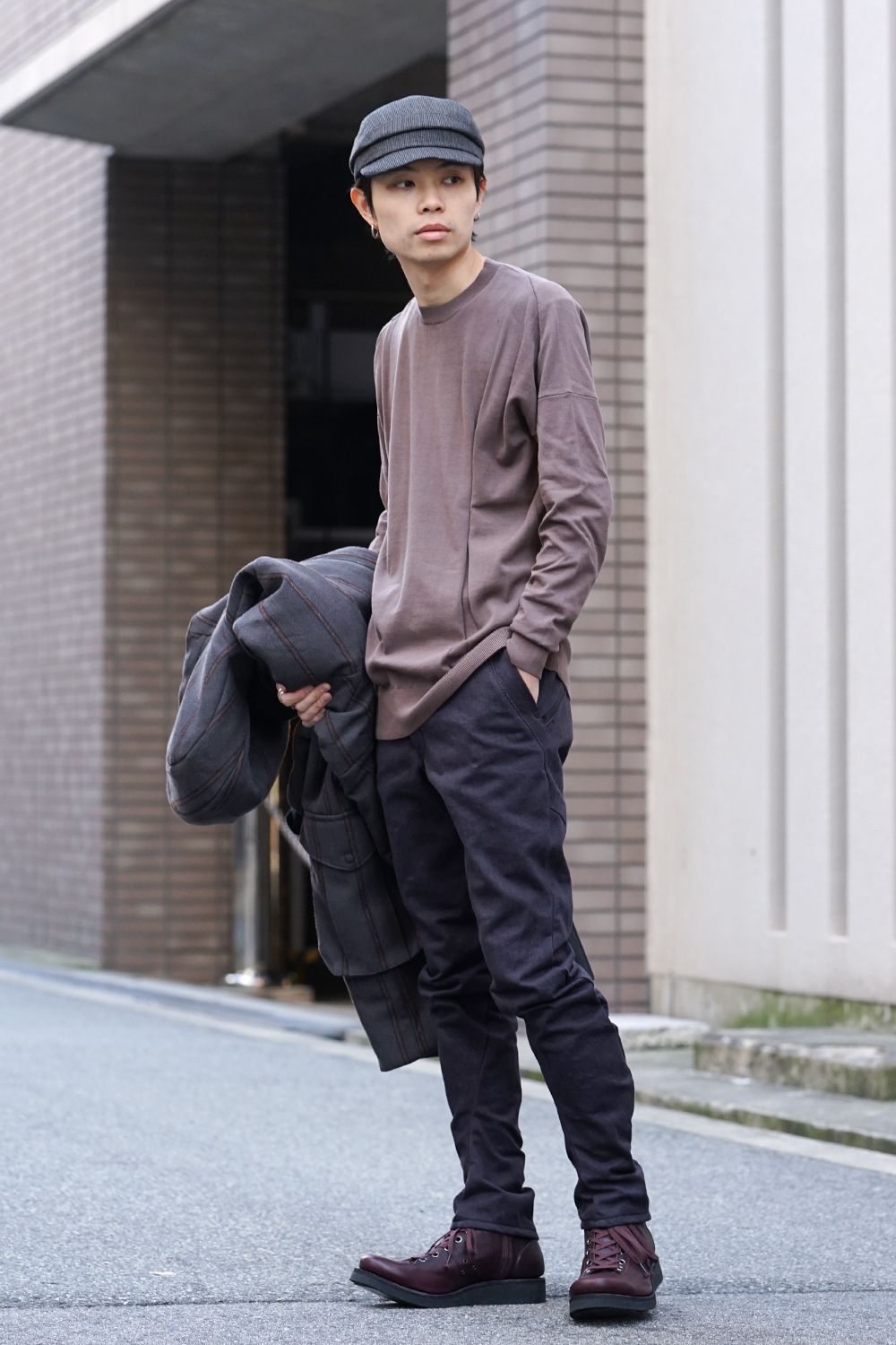 DEVOA Uneven Yarn Selvedge Denim Slim pants - Purple Gray