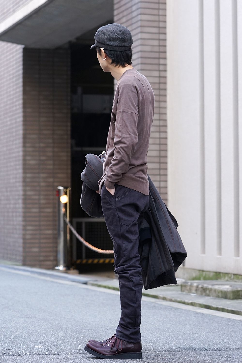 DEVOA Uneven Yarn Selvedge Denim Slim pants - Purple Gray