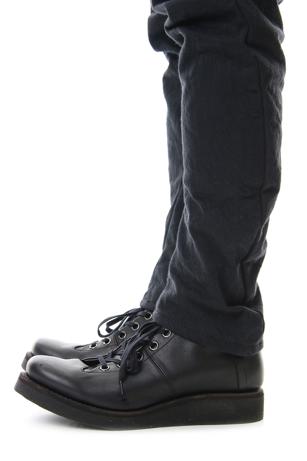 DEVOA Uneven Yarn Selvedge Denim Slim pants - Black